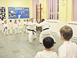 Sensei demonstrates to the class